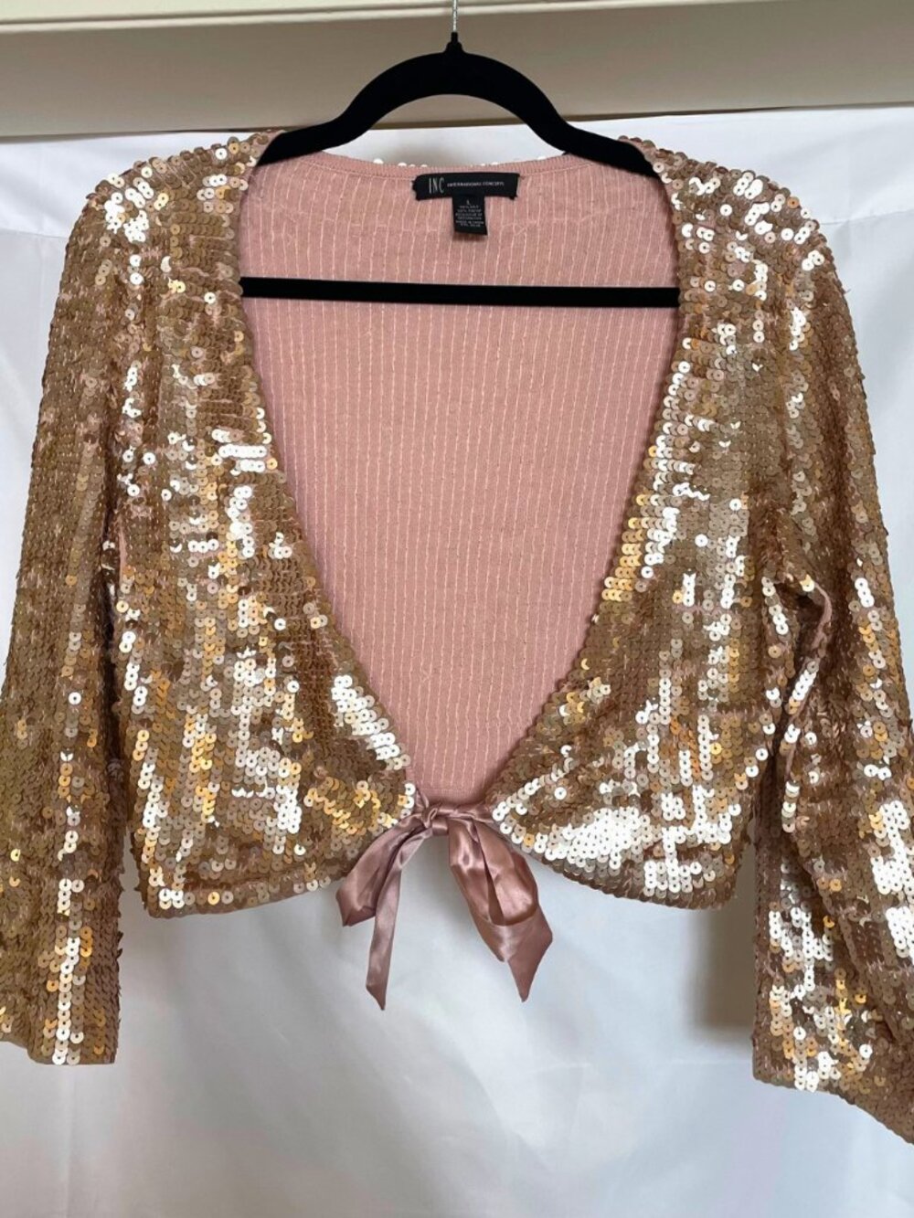 Vintage INC International Concepts Sequin Cropped Silk Cardigan โ Size Large